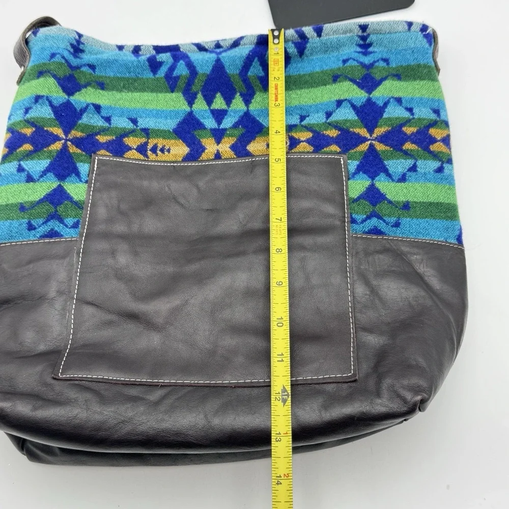 Custom Pendleton Upcycled Leather & Wool Nan-Made Pecos Hobo Crossbody Tote‎ Bag